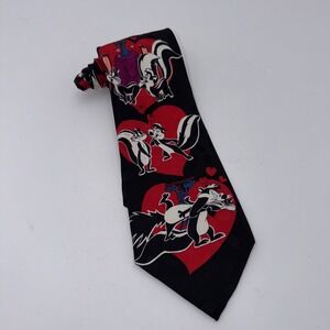 Tie Looney‎ Tunes Vintage 1994 Pepe Le Pew Valentines Love Romance 100% Silk